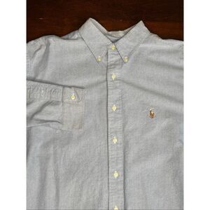 Ralph Lauren 100% Cotton Button Down Yarmouth Oxford 17-34 Shirt-Light Blue 101